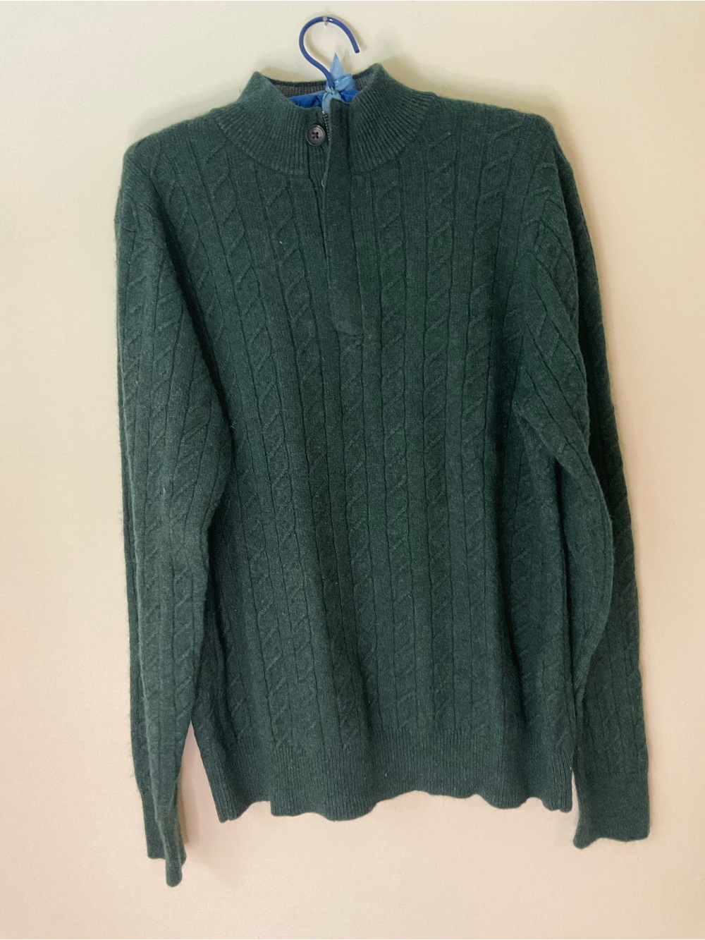 Peter Millar Forest Green Cable Quarter-Zip Sweater